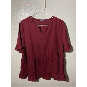 Maroon peplum top